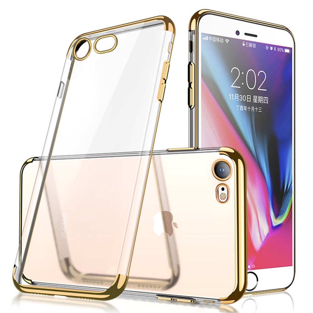 Soft TPU Transparent Plating Frame Shockproof Case for iPhone 7 iPhone 8