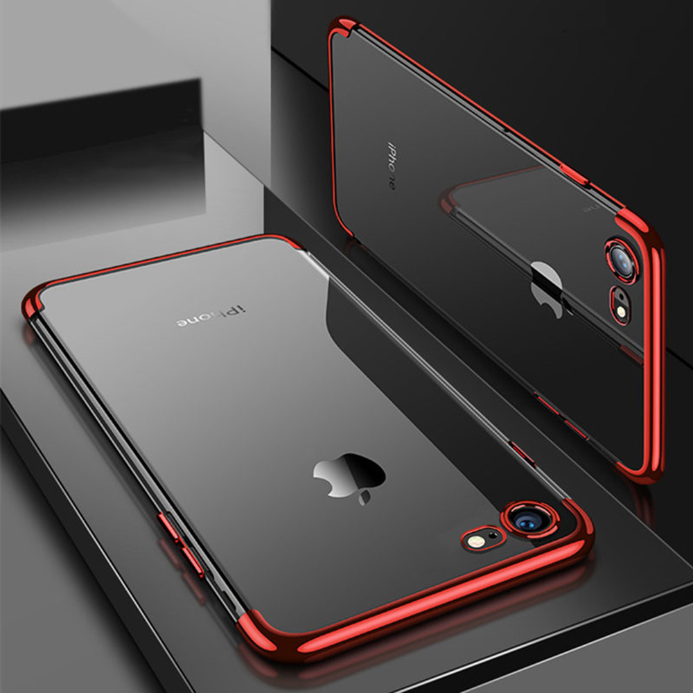 Soft TPU Transparent Plating Frame Shockproof Case for iPhone 7 iPhone 8