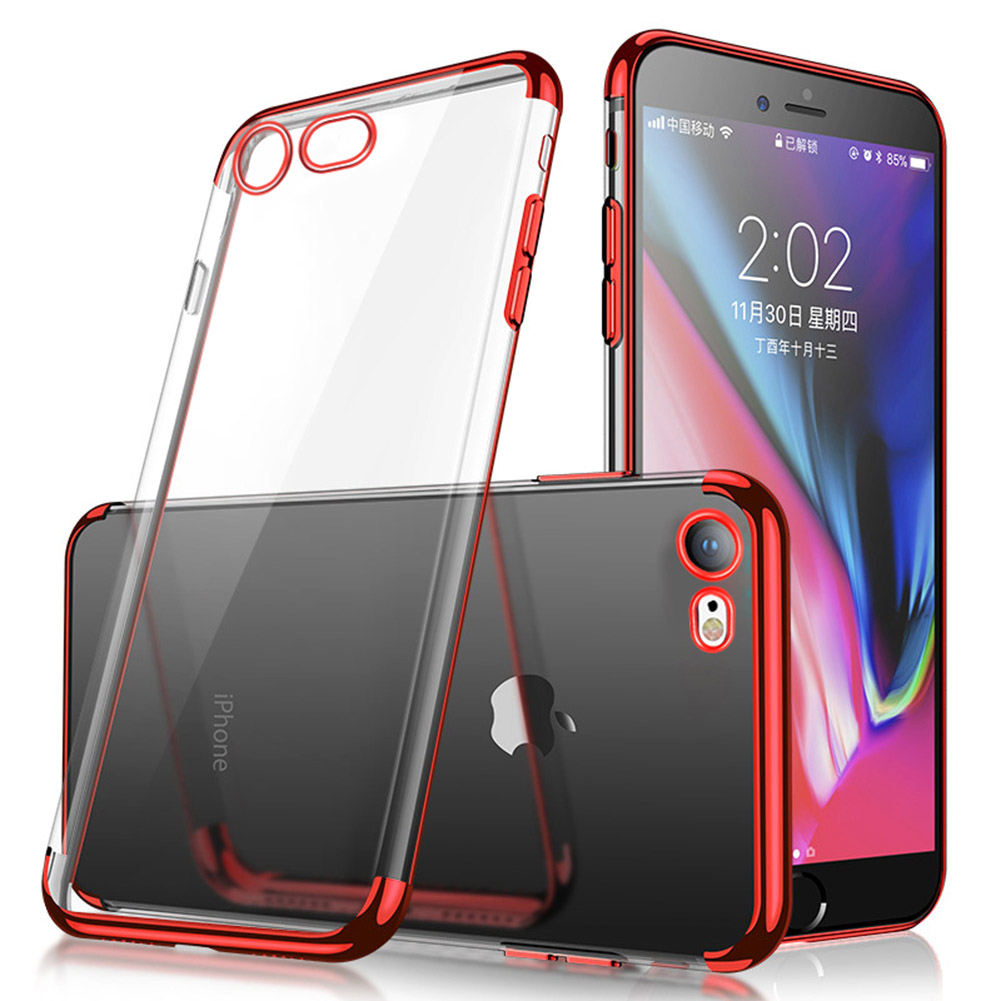 Soft TPU Transparent Plating Frame Shockproof Case for iPhone 7 iPhone 8