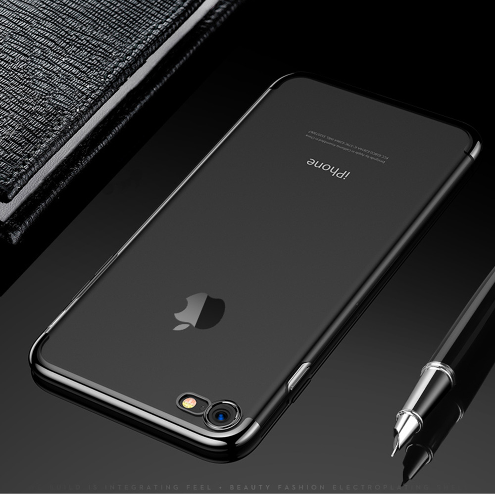 Soft TPU Transparent Plating Frame Shockproof Case for iPhone 7 iPhone 8