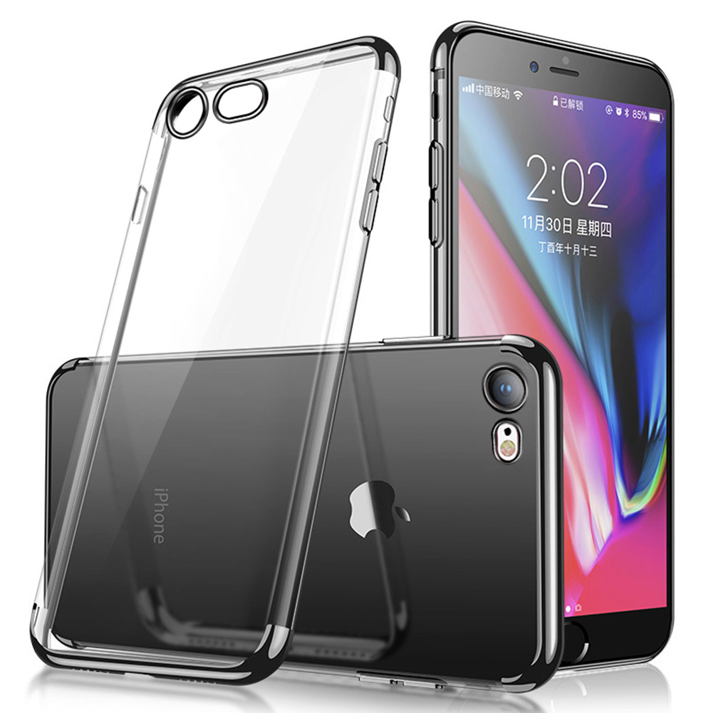 Soft TPU Transparent Plating Frame Shockproof Case for iPhone 7 iPhone 8