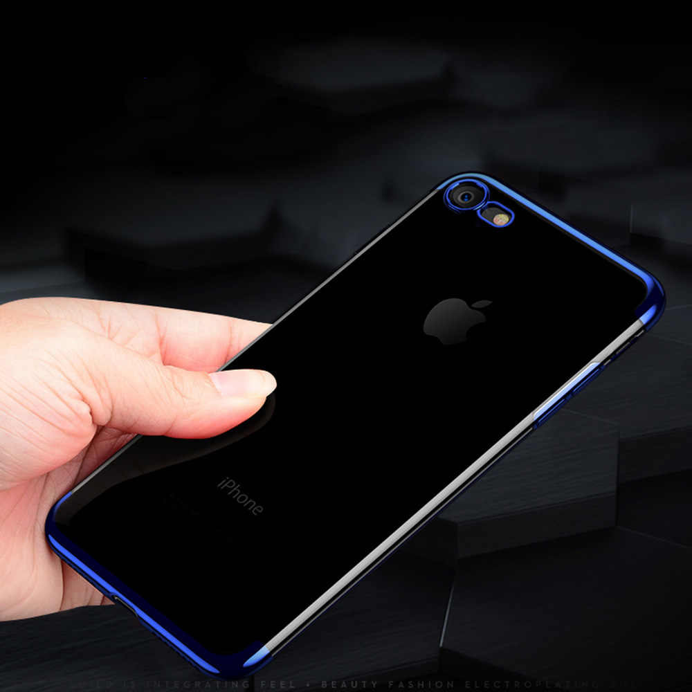 Soft TPU Transparent Plating Frame Shockproof Case for iPhone 7 iPhone 8