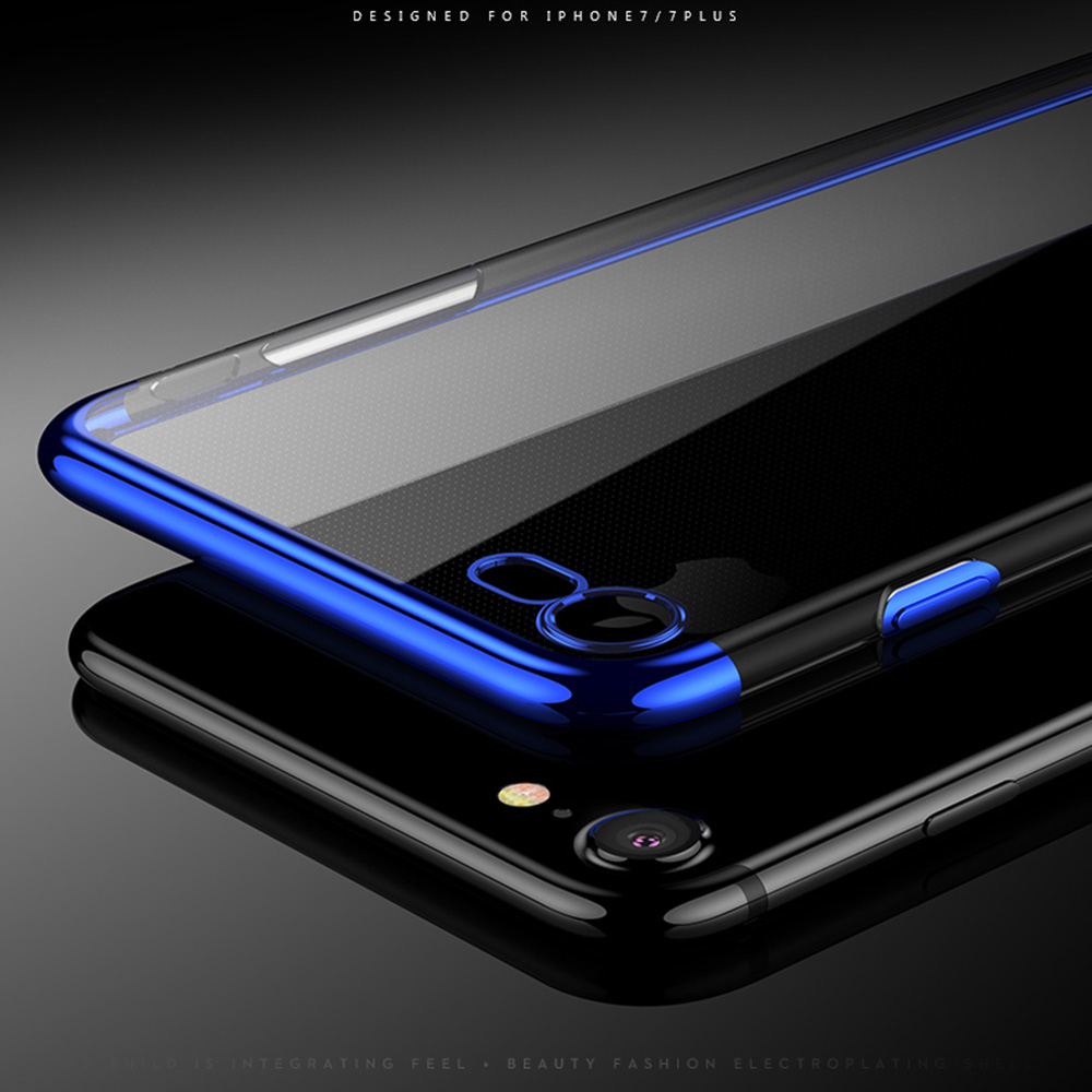 Soft TPU Transparent Plating Frame Shockproof Case for iPhone 7 iPhone 8