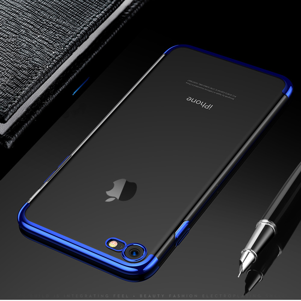 Soft TPU Transparent Plating Frame Shockproof Case for iPhone 7 iPhone 8