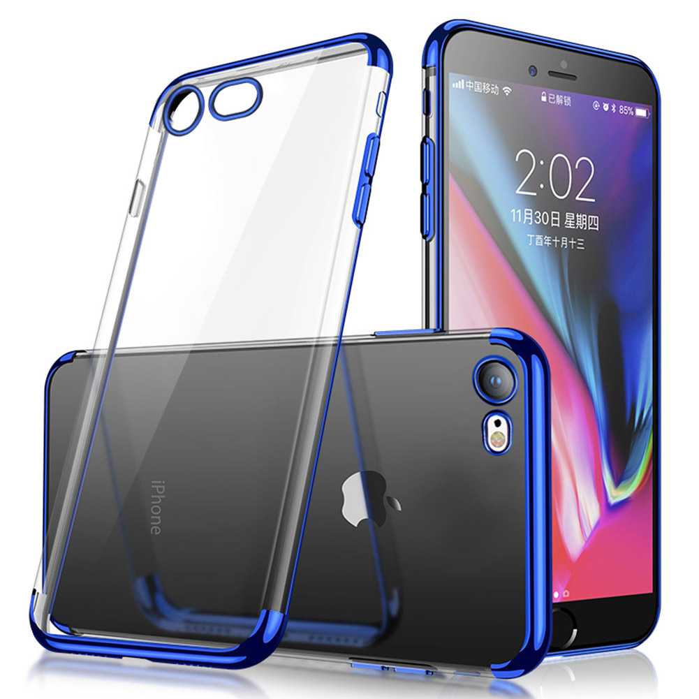 Soft TPU Transparent Plating Frame Shockproof Case for iPhone 7 iPhone 8