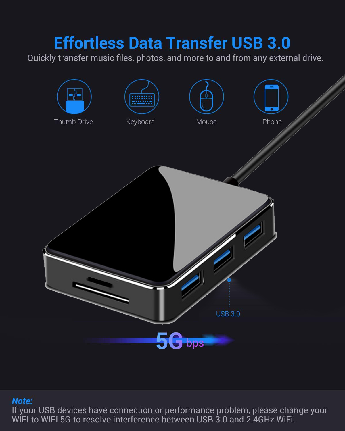 USB C Hub, 7 in 1 Multiport Adapter, USB 3.0 ports, 4K HDMI, VGA, Card Reader, PD 2.0 Charging Port