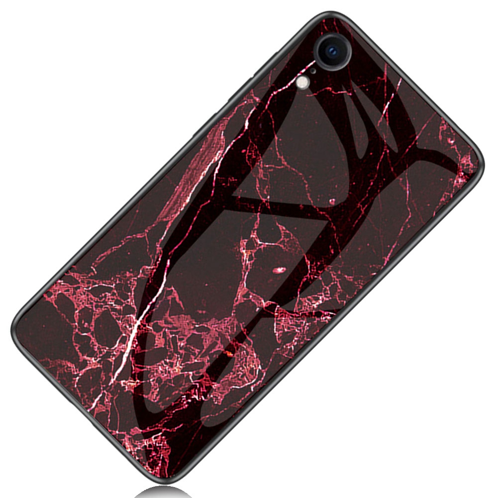 Marble Pattern Glass Hard Back Soft Silicone Bumper TPU Frame Protective Cover for Apple iPhone XR