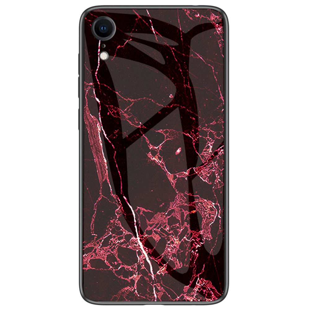 Marble Pattern Glass Hard Back Soft Silicone Bumper TPU Frame Protective Cover for Apple iPhone XR