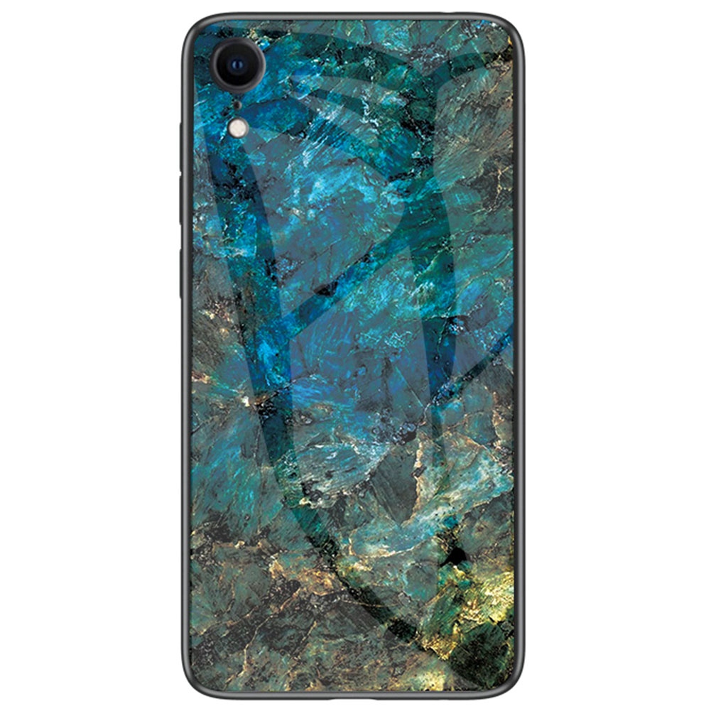 Marble Pattern Glass Hard Back Soft Silicone Bumper TPU Frame Protective Cover for Apple iPhone XR