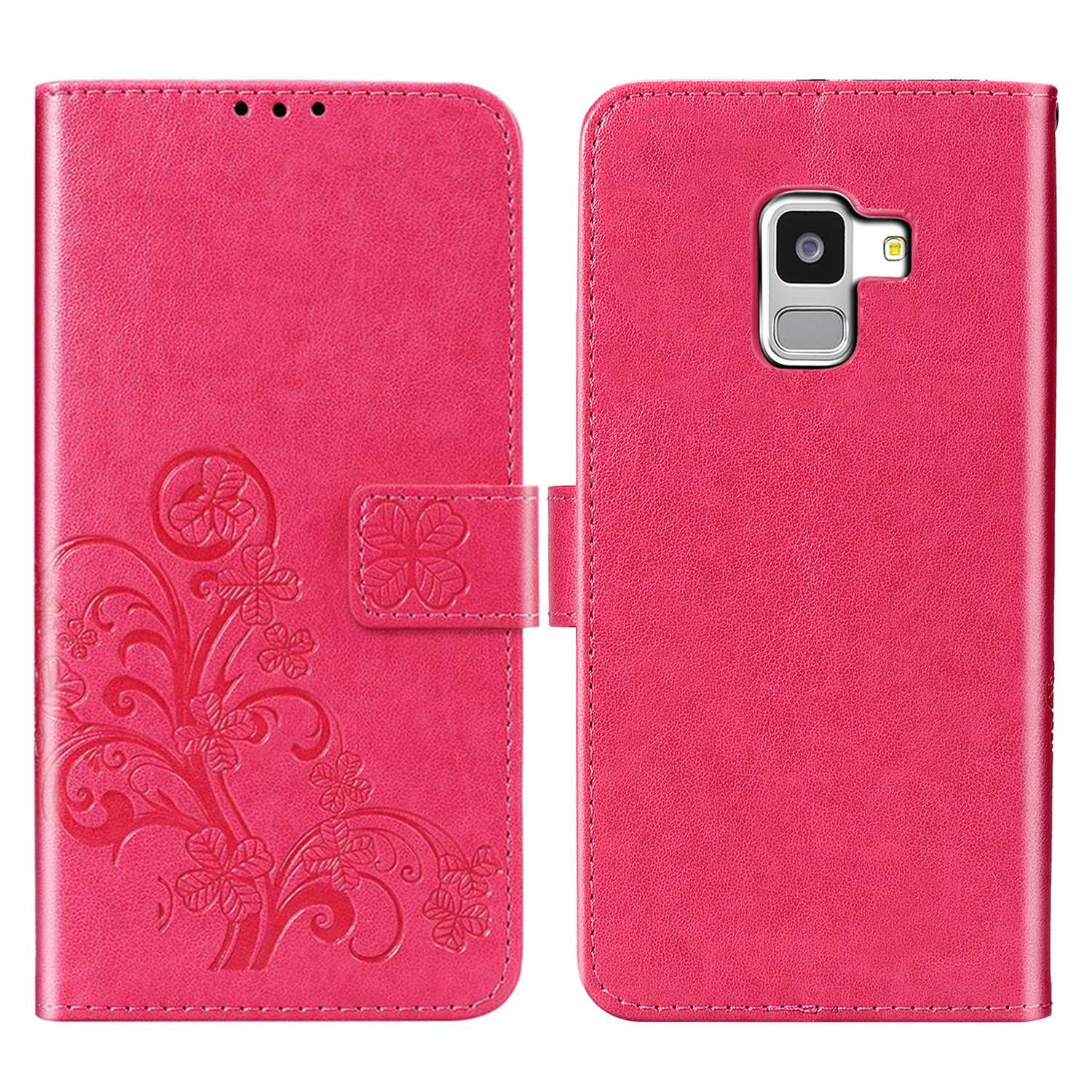Samsung Galaxy J4+ Case,Premium PU Leather Flip Wallet Cover Shell with Folding Kickstand