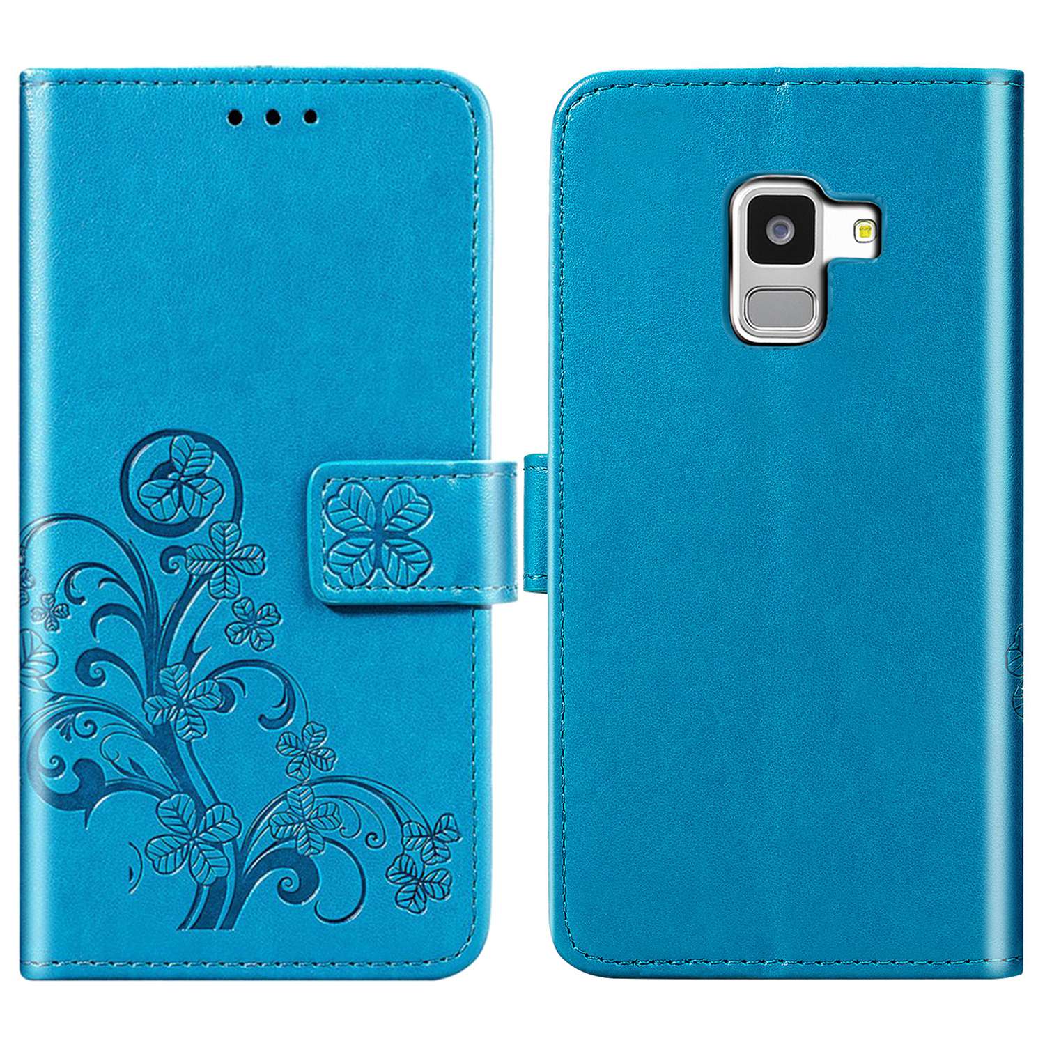 Samsung Galaxy J4+ Case,Premium PU Leather Flip Wallet Cover Shell with Folding Kickstand