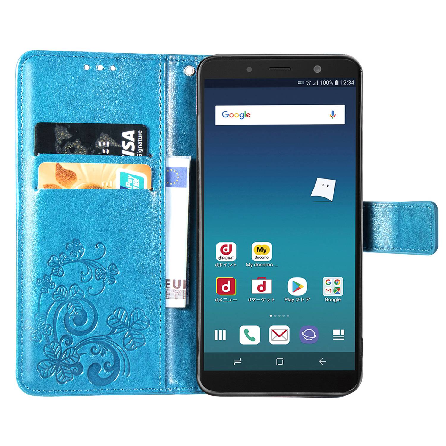Samsung Galaxy J4+ Case,Premium PU Leather Flip Wallet Cover Shell with Folding Kickstand