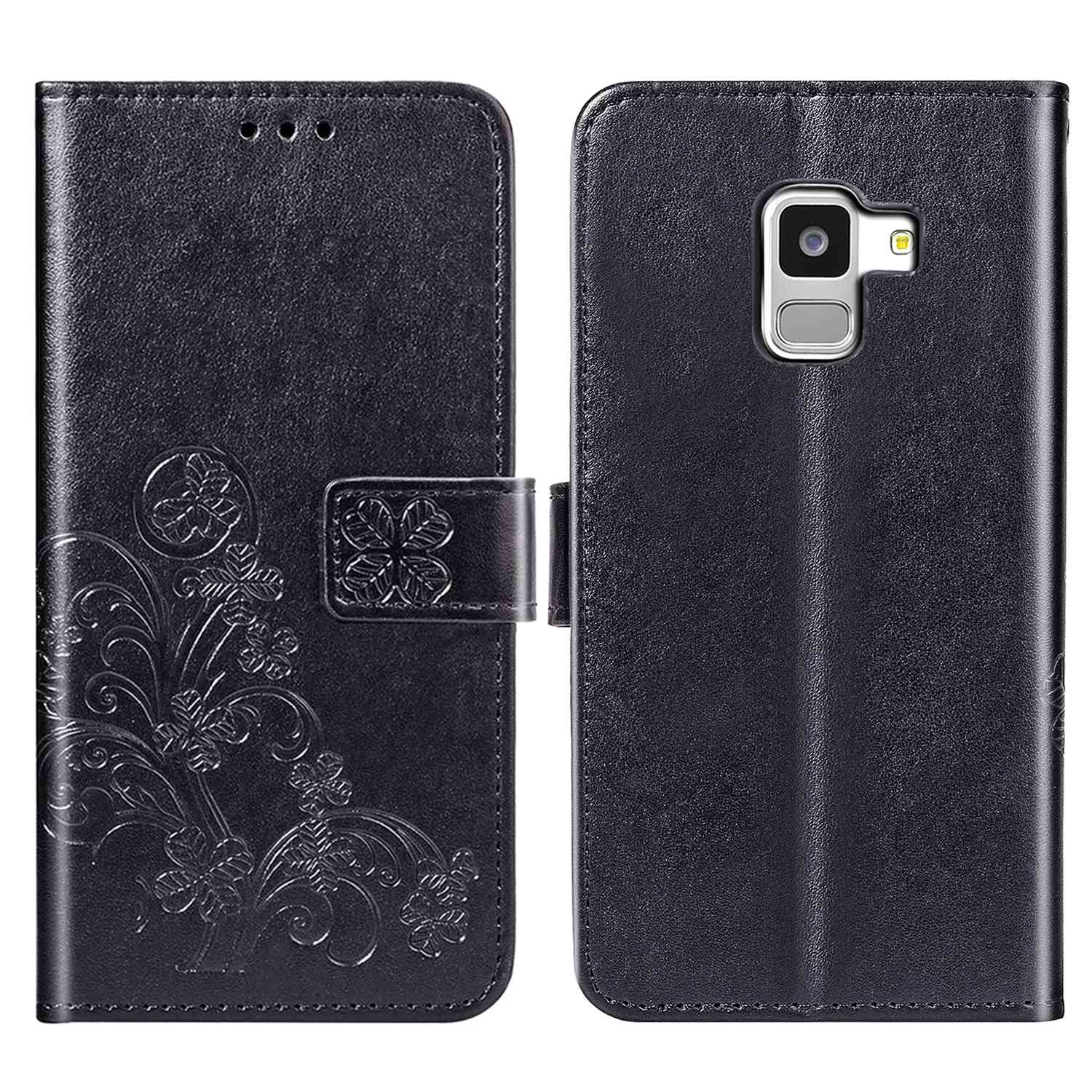 Samsung Galaxy J4+ Case,Premium PU Leather Flip Wallet Cover Shell with Folding Kickstand