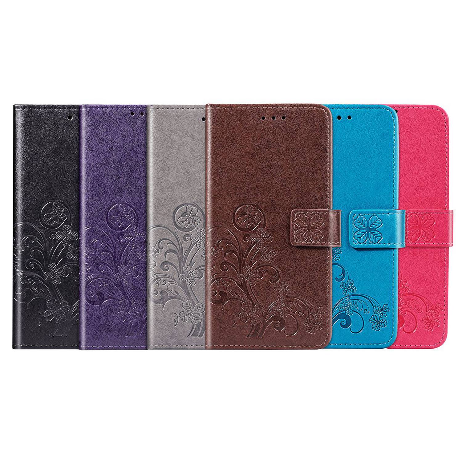 Samsung Galaxy J4+ Case,Premium PU Leather Flip Wallet Cover Shell with Folding Kickstand