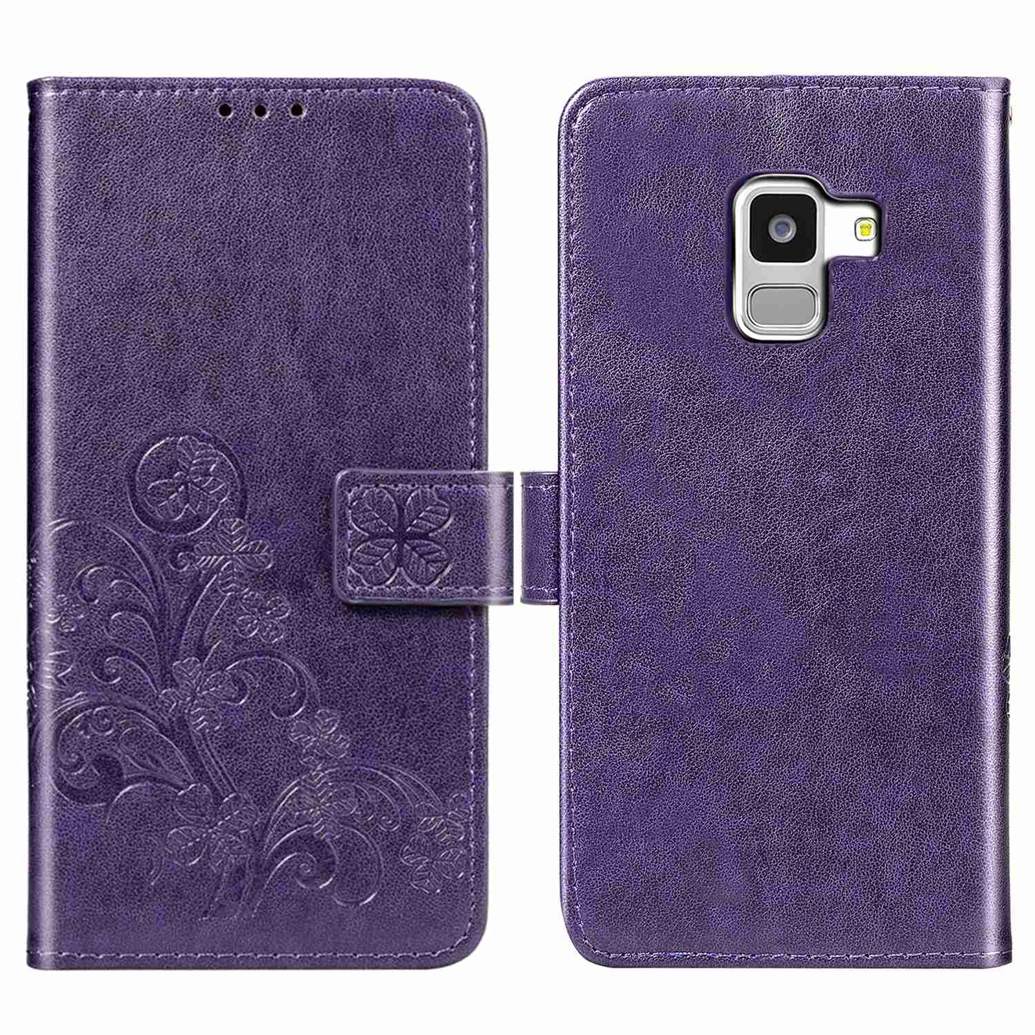 Samsung Galaxy J4+ Case,Premium PU Leather Flip Wallet Cover Shell with Folding Kickstand