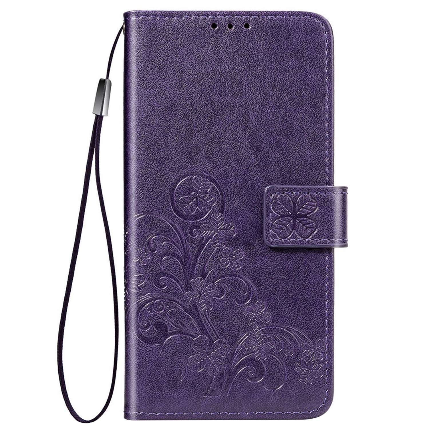 Samsung Galaxy J4+ Case,Premium PU Leather Flip Wallet Cover Shell with Folding Kickstand