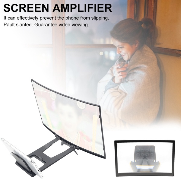12 inch 14 inch New Desktop Mobile Phone Curved Screen Magnifier 3D HD Video Amplifier Stand For Enlarge Phone Screen Foldable Holder Black one size