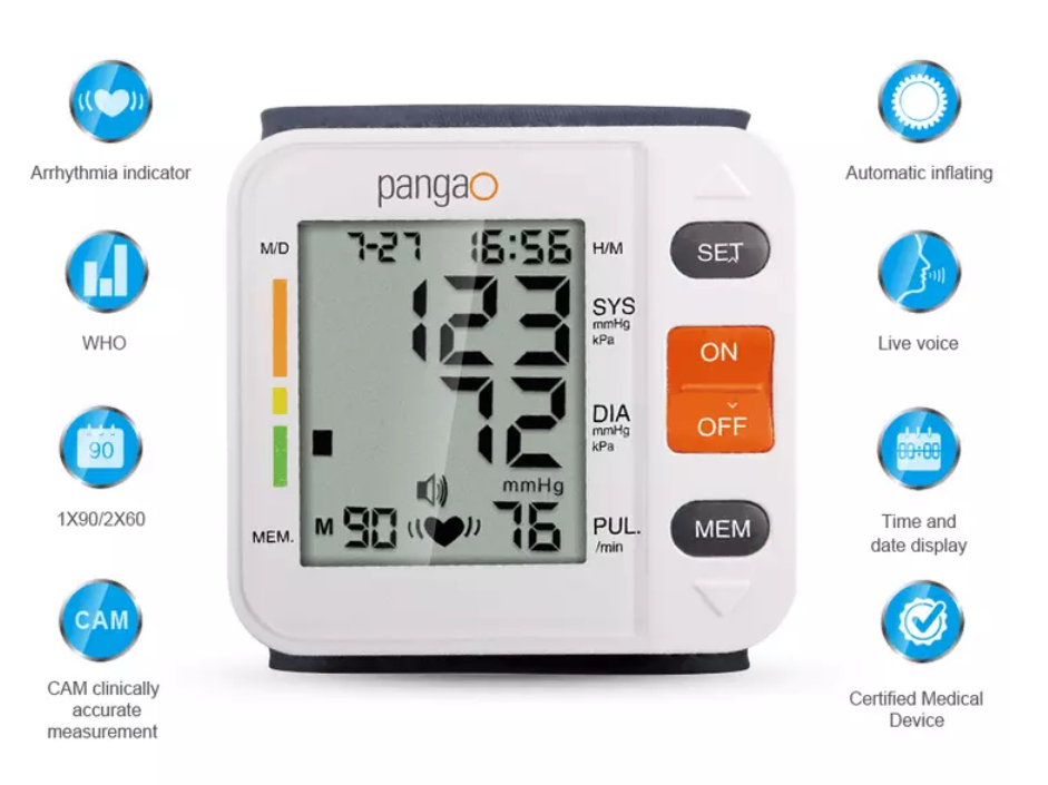 Orange backlight Wrist Digital Blood Pressure Monitor Watch Automatic Sphygmomanometer  Pulse Rate Heart Beat Rate Meter  USB rechargeable battery