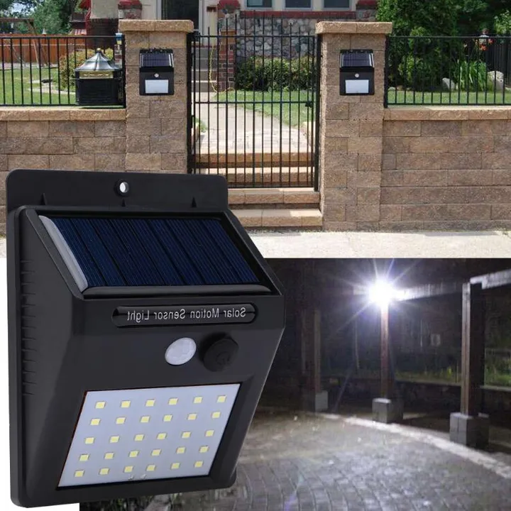 30LED Solar Power Wall Light Outdoor Waterproof Energy Saving Yard Path Home Garden Security Lamp black 124mm 0.65w