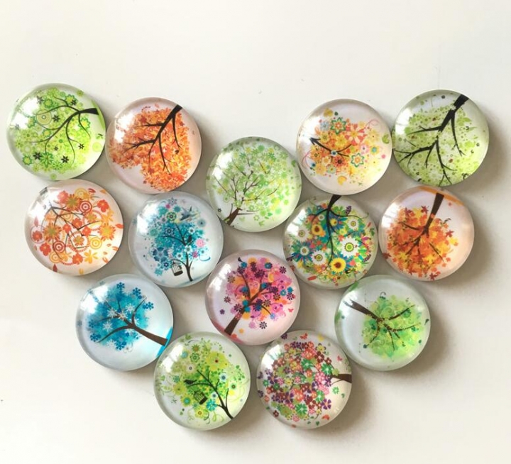 Fresh Tree Crystal Glass fridge magnet Cartoon message sticker refrigerator magnet Kitchen