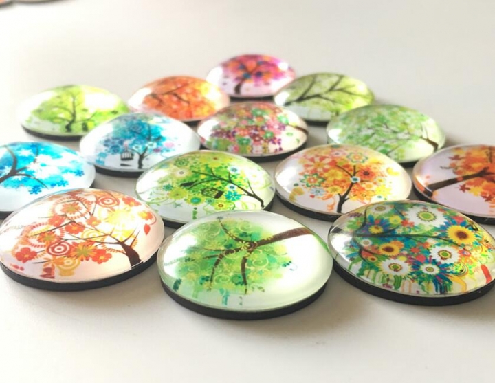 Fresh Tree Crystal Glass fridge magnet Cartoon message sticker refrigerator magnet Kitchen
