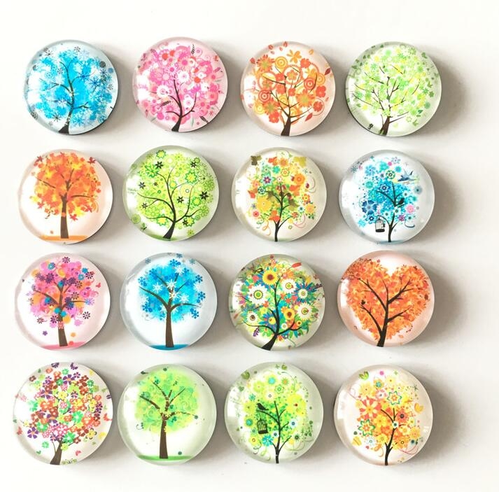 Fresh Tree Crystal Glass fridge magnet Cartoon message sticker refrigerator magnet Kitchen