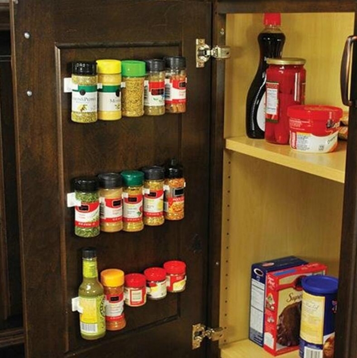 Plastic Store Home Kitchen Organizer Stick Spice Rack Storage Gripper Door Hooks 4PCS/SET