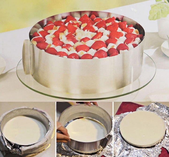 Retractable Stainless Steel Circle Mousse Ring  Set Size Shape Adjustable Bakeware Fondant Cake Mold