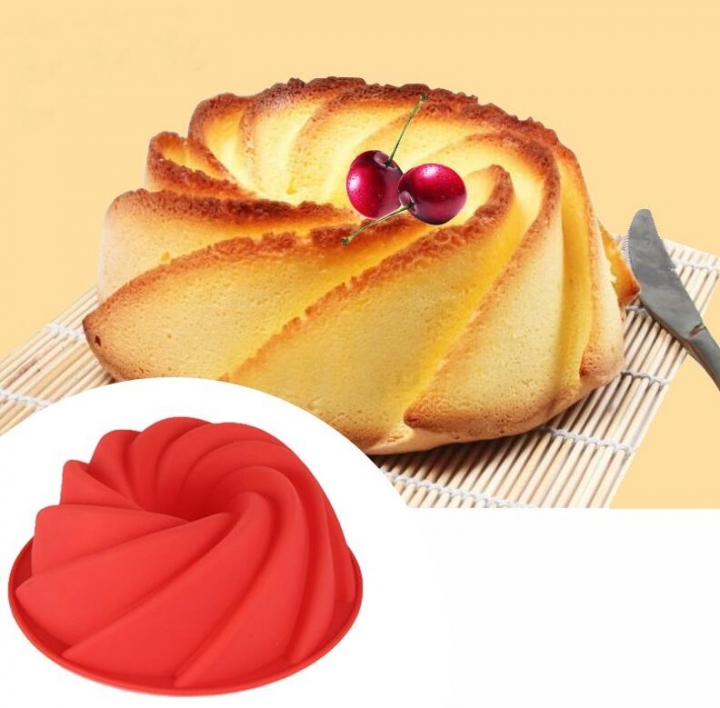 WALFOS Food Grade  Swirl Shape Silicone Butter Cake Mould Baking form Tool Bakery baking dish