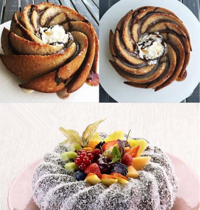 WALFOS Food Grade  Swirl Shape Silicone Butter Cake Mould Baking form Tool Bakery baking dish