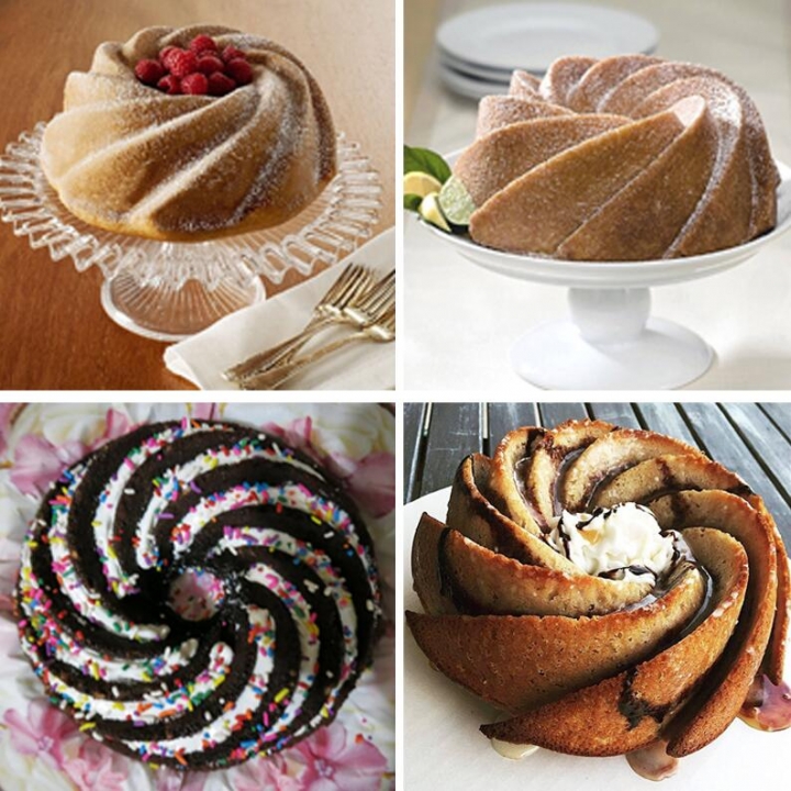 WALFOS Food Grade  Swirl Shape Silicone Butter Cake Mould Baking form Tool Bakery baking dish