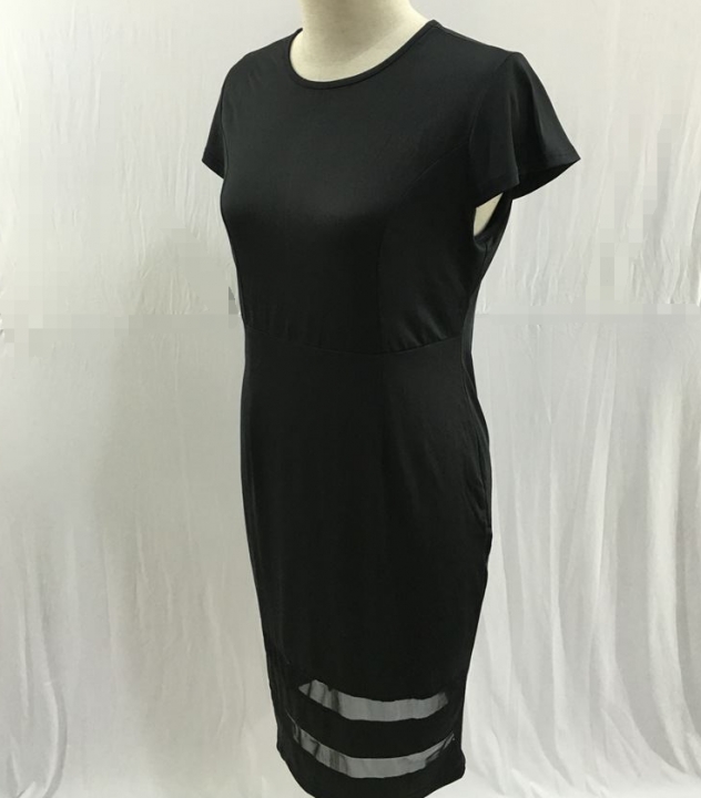 Pure color Patchwork Net yarn Elegant Business Party Formal Office Plus Size Pencil Work Dresses