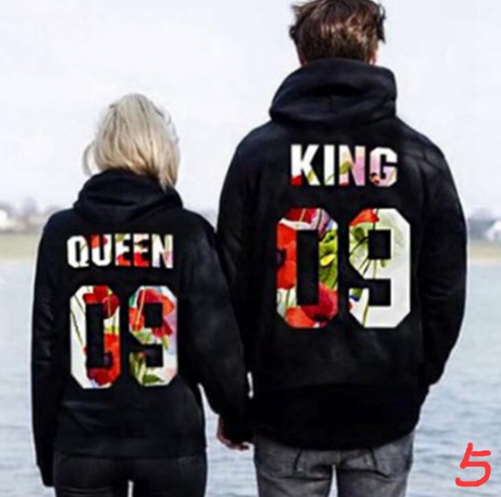 2019 KING Queen Crown Print Unisex Autumn Hoodies Slim Sweatshirt for Couple Lovers Hooded Pullovers