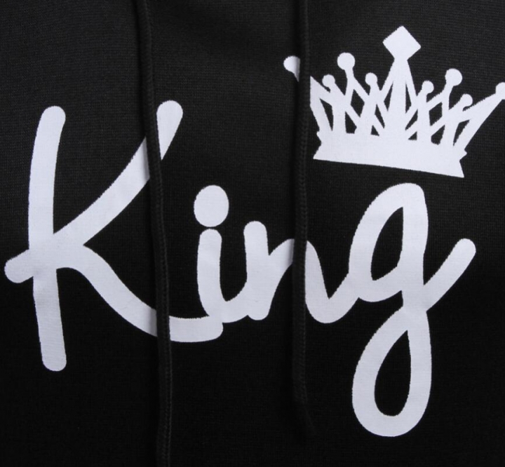 2019 KING Queen Crown Print Unisex Autumn Hoodies Slim Sweatshirt for Couple Lovers Hooded Pullovers