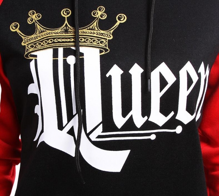 2019 KING Queen Crown Print Unisex Autumn Hoodies Slim Sweatshirt for Couple Lovers Hooded Pullovers