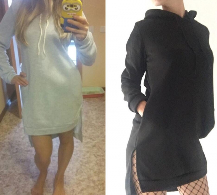 Women Long Sleeve Autumn Winter Ladies Hoodie Dress Casual Hooded Pockets Sportwear Female Fashion