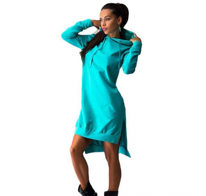 Women Long Sleeve Autumn Winter Ladies Hoodie Dress Casual Hooded Pockets Sportwear Female Fashion