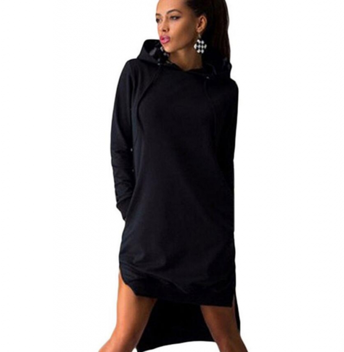 Women Long Sleeve Autumn Winter Ladies Hoodie Dress Casual Hooded Pockets Sportwear Female Fashion