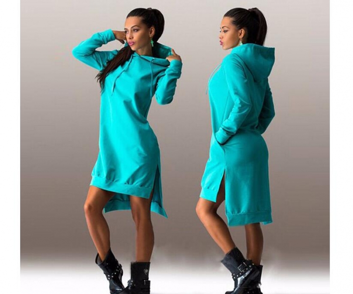 Women Long Sleeve Autumn Winter Ladies Hoodie Dress Casual Hooded Pockets Sportwear Female Fashion