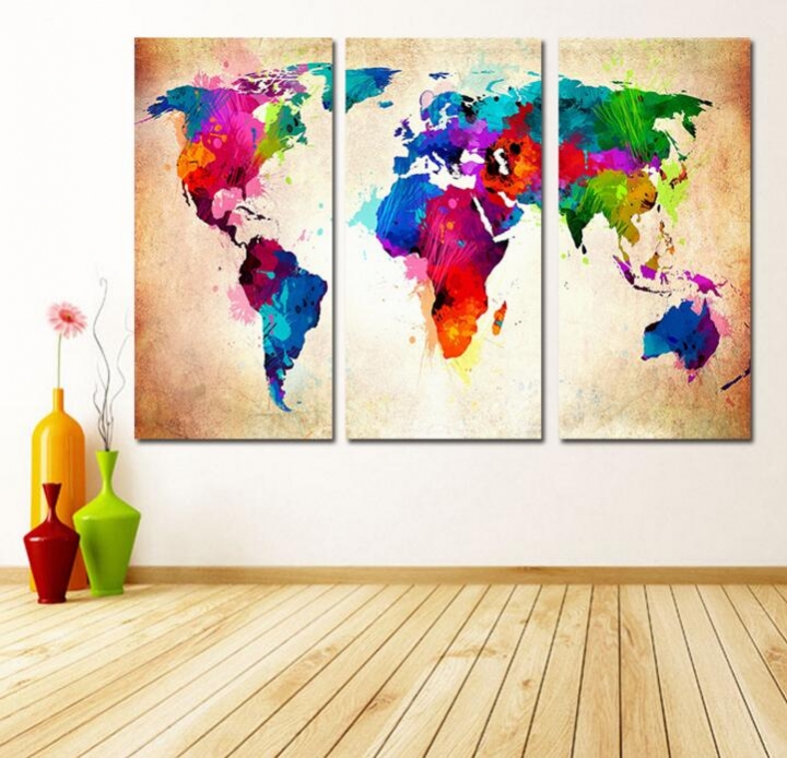 Home Decor Canvas Painting Map Wall Art Picture Canvas Prints Modern Wall Pictures for Room No Frame
