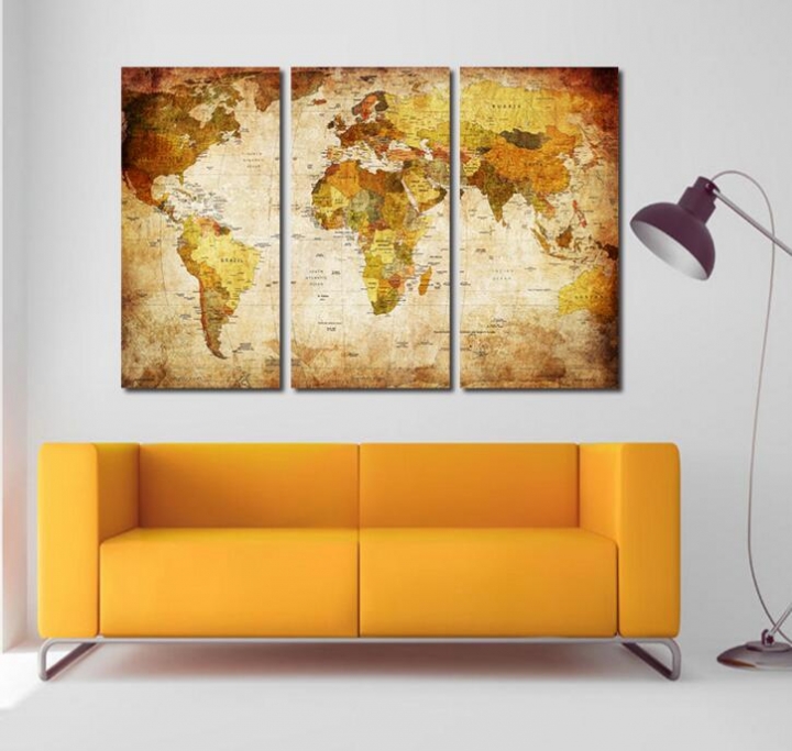 Home Decor Canvas Painting Map Wall Art Picture Canvas Prints Modern Wall Pictures for Room No Frame