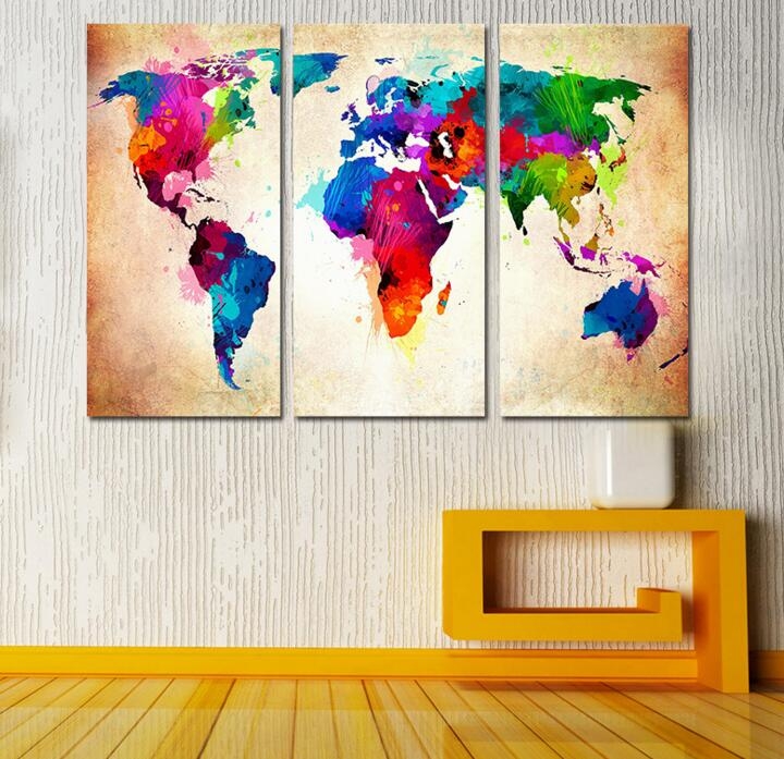 Home Decor Canvas Painting Map Wall Art Picture Canvas Prints Modern Wall Pictures for Room No Frame