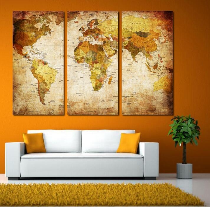 Home Decor Canvas Painting Map Wall Art Picture Canvas Prints Modern Wall Pictures for Room No Frame