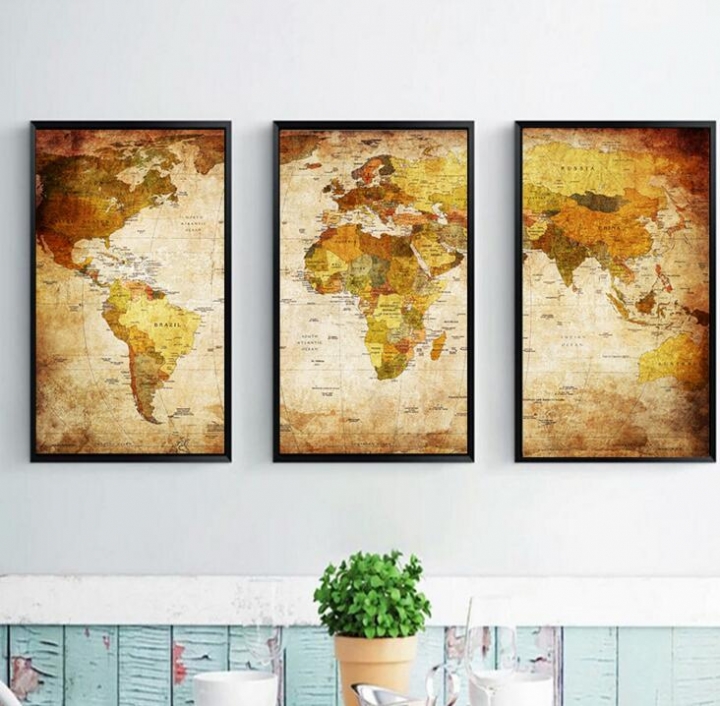 Home Decor Canvas Painting Map Wall Art Picture Canvas Prints Modern Wall Pictures for Room No Frame