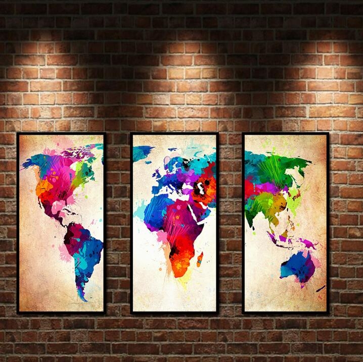 Home Decor Canvas Painting Map Wall Art Picture Canvas Prints Modern Wall Pictures for Room No Frame