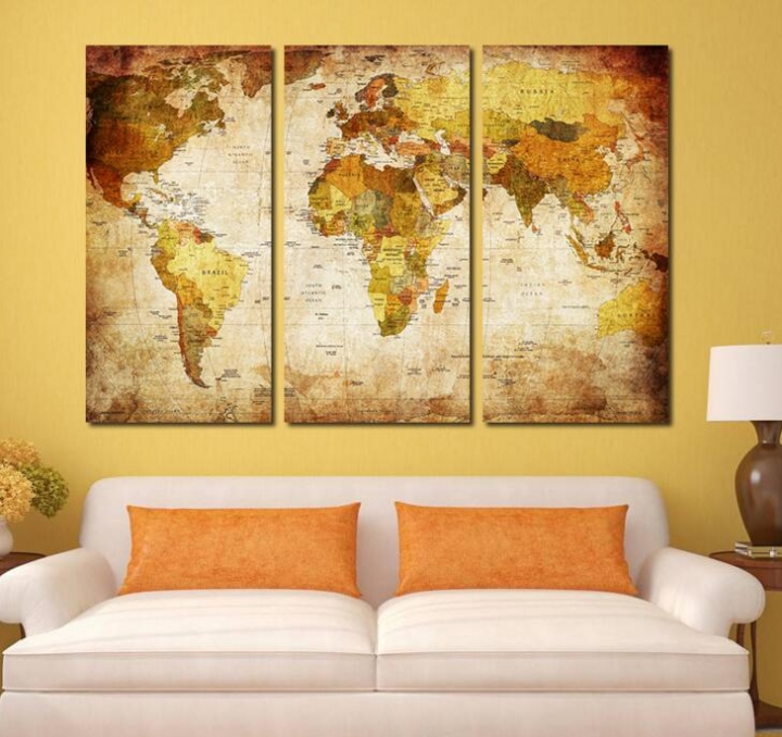 Home Decor Canvas Painting Map Wall Art Picture Canvas Prints Modern Wall Pictures for Room No Frame