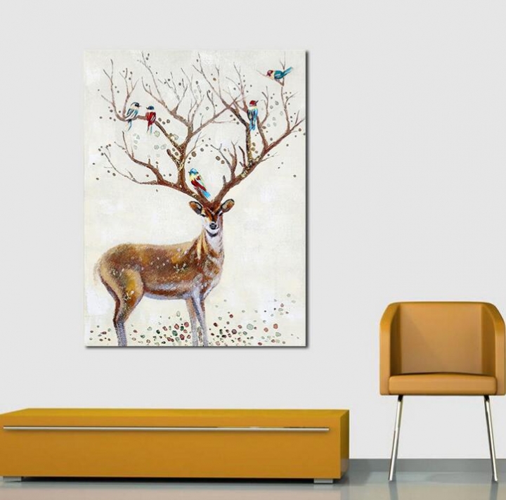 Nordic Style Silhouette of Deer Poster Paintings Wall Decoration Scenery Posters  Prints Wall Art