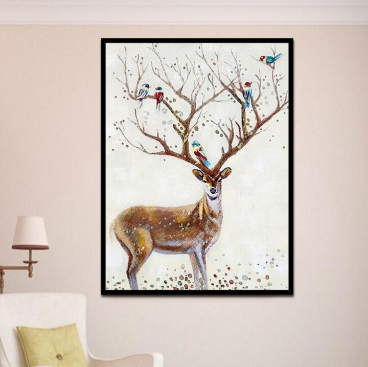 Nordic Style Silhouette of Deer Poster Paintings Wall Decoration Scenery Posters  Prints Wall Art