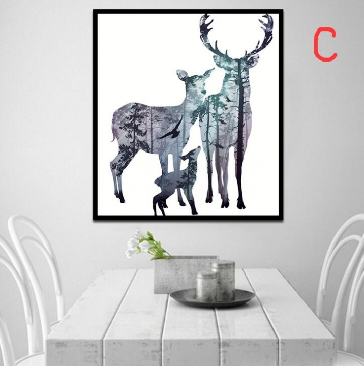 Nordic Style Silhouette of Deer Poster Paintings Wall Decoration Scenery Posters  Prints Wall Art