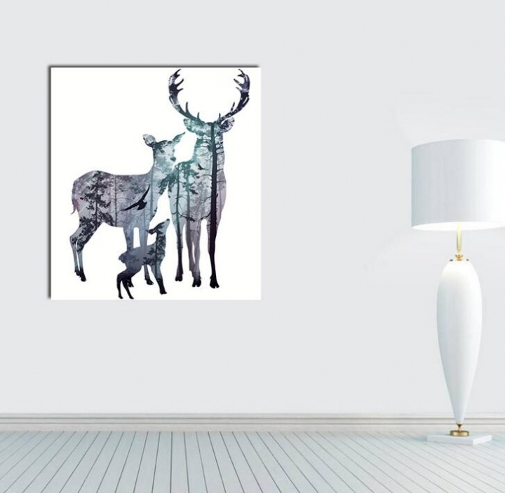 Nordic Style Silhouette of Deer Poster Paintings Wall Decoration Scenery Posters  Prints Wall Art